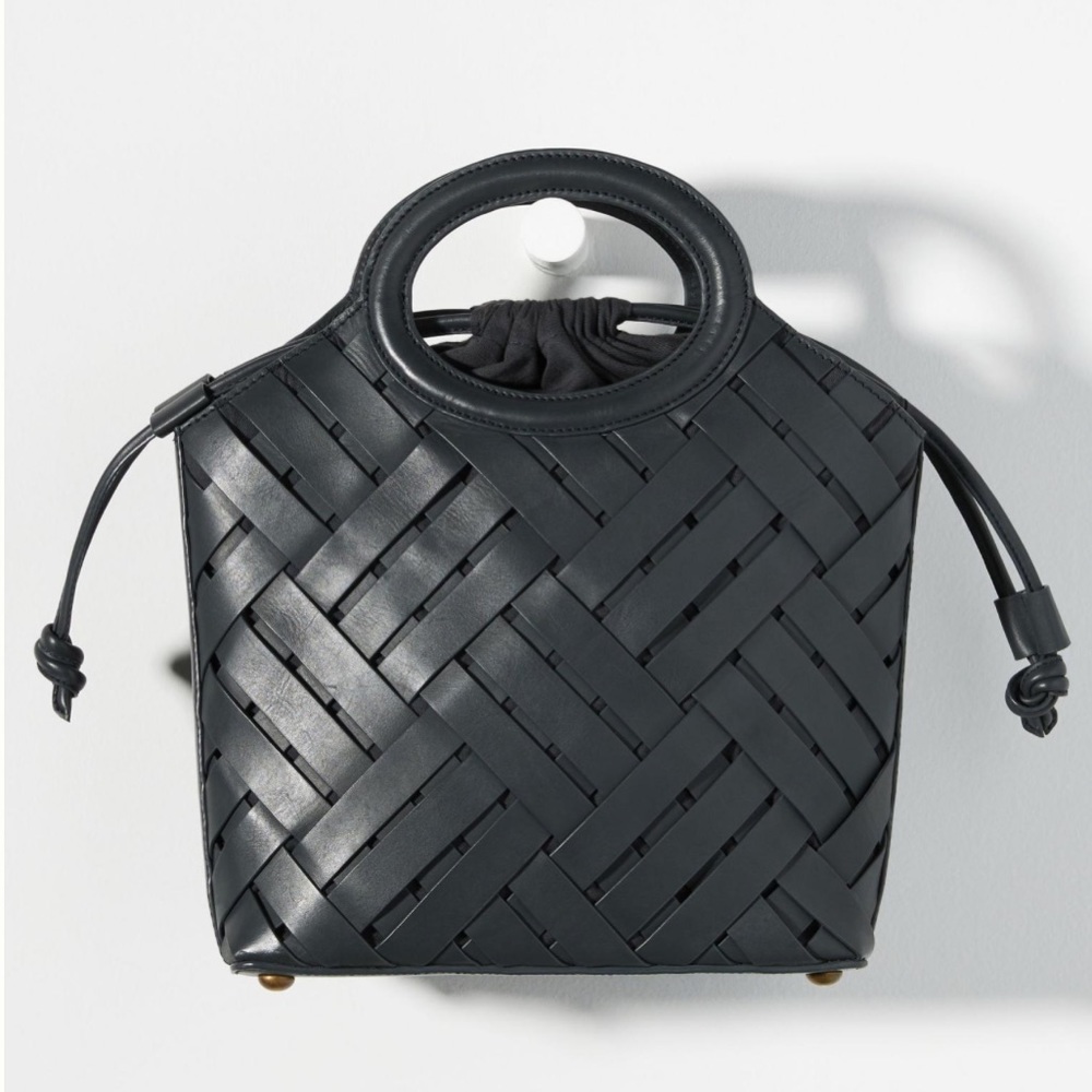 Anthropologie woven leather bucket bag